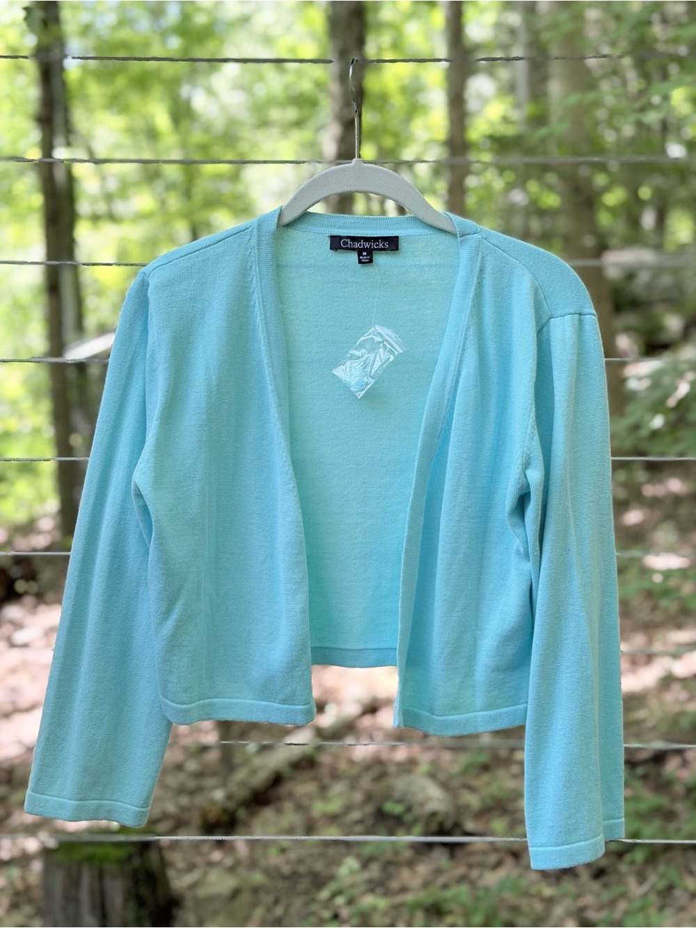 Chadwick’s Light Blue Cropped Knit Long-Sleeve Sweater
